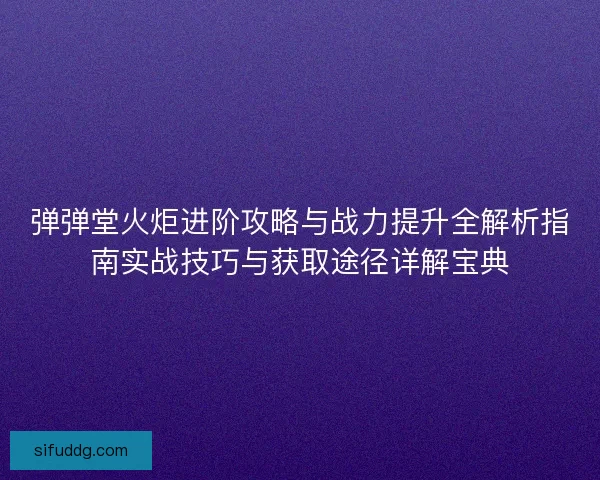 弹弹堂火炬进阶攻略与战力提升全解析指南实战技巧与获取途径详解宝典